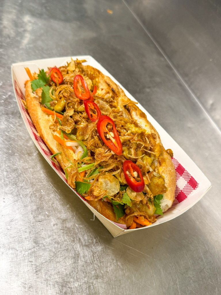 Vietnamese Banh Mi with crispy roast pork