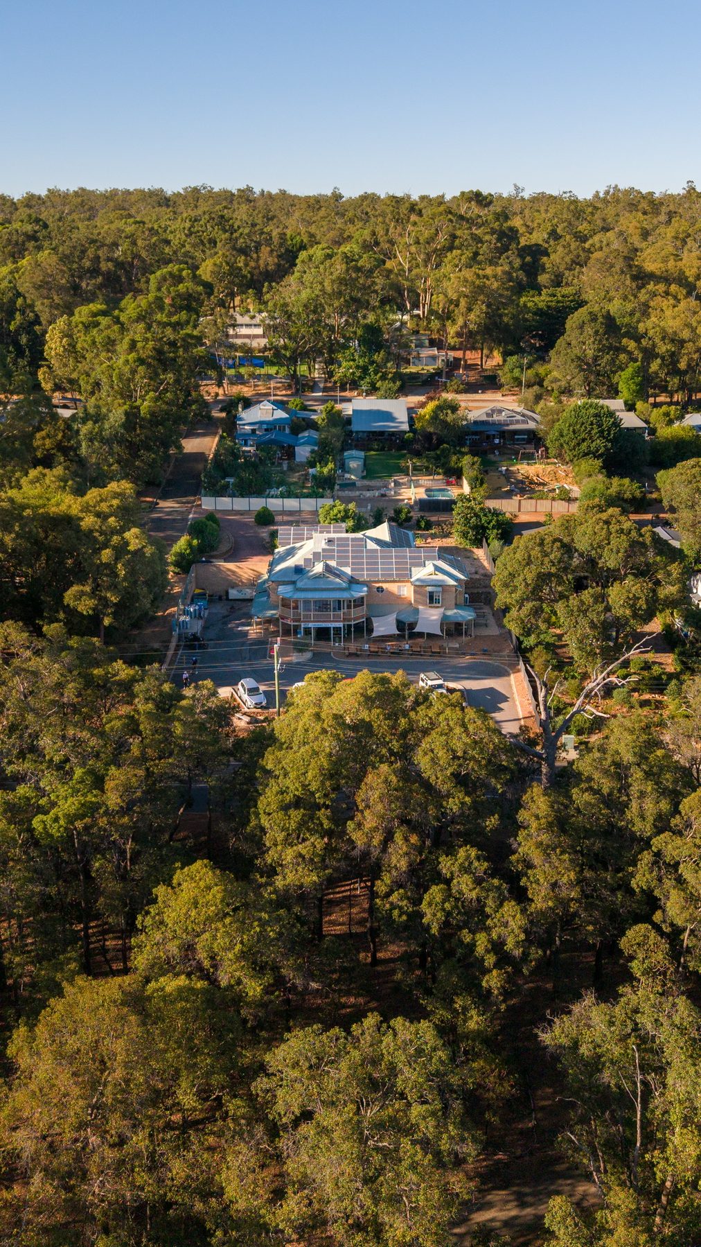 Aerial view of the café in the Perth Hills