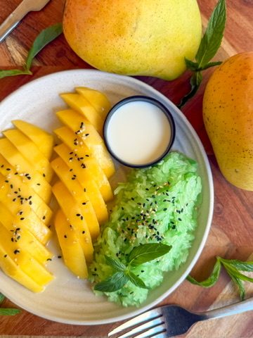 Mango sticky rice dessert